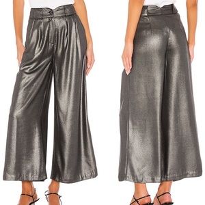 REVOLVE. L’Academie Los Angeles high waist, wide leg, crop metallic pants.